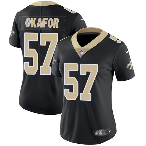 Nike Saints #57 Alex Okafor Black Team Color Women's Stitched NFL Vapor Untouchable Limited Jersey